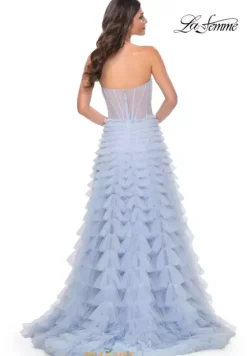 Long Dresses|Plus Sized Dresses^La Femme 32447 Light Periwinkle