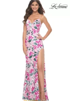 Fitted|Long Dresses^La Femme 32050 Multi