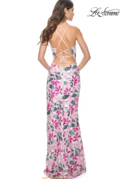 Fitted|Long Dresses^La Femme 32050 Multi