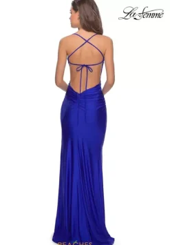 Fitted|Long Dresses^La Femme 28296 Burgundy