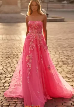 Long Dresses|Plus Sized Dresses^La Femme 32137 Neon Pink