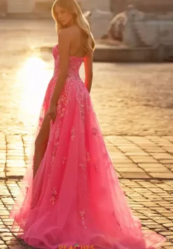 Long Dresses|Plus Sized Dresses^La Femme 32137 Neon Pink