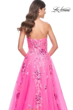 Long Dresses|Plus Sized Dresses^La Femme 32137 Neon Pink