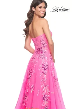 Long Dresses|Plus Sized Dresses^La Femme 32137 Neon Pink