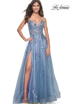 Long Dresses|Sweet Sixteen^La Femme 32057 Slate Blue