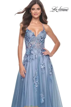 Long Dresses|Sweet Sixteen^La Femme 32057 Slate Blue