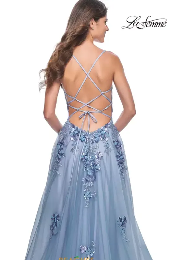 Long Dresses|Sweet Sixteen^La Femme 32057 Slate Blue