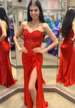 Fitted|Long Dresses^La Femme 31343 Red