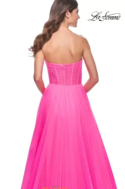 Long Dresses|Plus Sized Dresses^La Femme 32341 Neon Pink