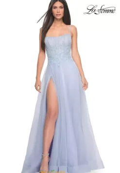 Long Dresses|Plus Sized Dresses^La Femme 32293 Light Periwinkle
