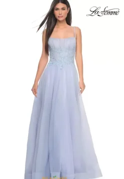 Long Dresses|Plus Sized Dresses^La Femme 32293 Light Periwinkle