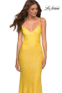 Long Homecoming Dresses|Long Dresses^La Femme 30622 Yellow