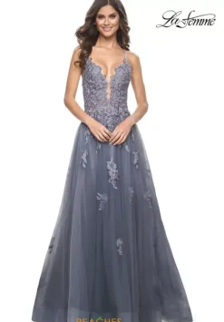 Long Dresses|Sweet Sixteen^La Femme 31472 Slate