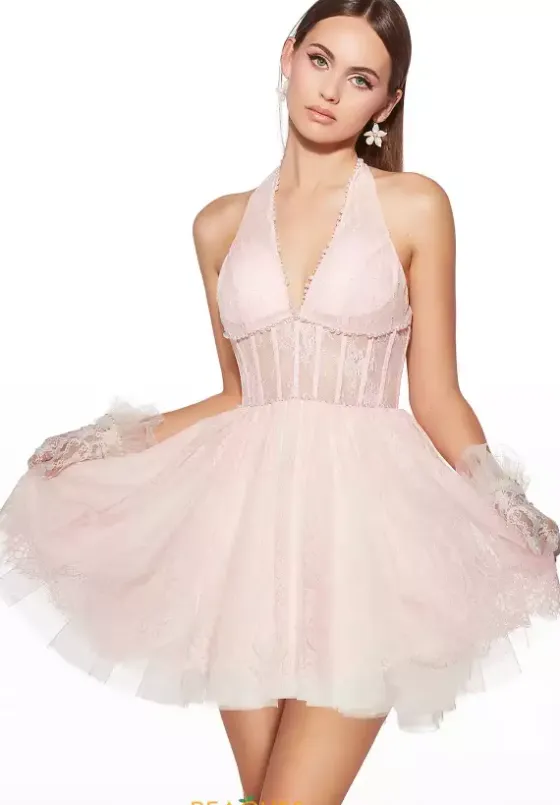 8Th Grade Dance|Plus Size Homecoming Dresses^Alyce Lace V Neckline Short Dress 30024