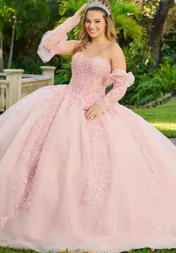 Quince Dresses With Sleeves|Plus Sized Quince Dresses^LizLuo Quinceanera 56508