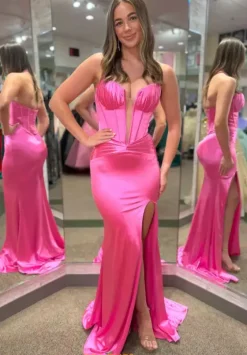 Military Ball|Quince Guest Dresses^Jovani Long Fitted Satin Dress D5024