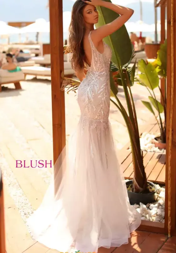 Fitted|Long Dresses^Blush Long Fitted Sequins Dress 20503 Ivory/Nude
