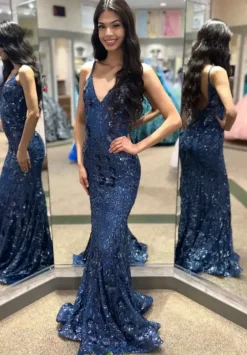 Military Ball|Plus Size^Jovani Long Fitted Sequins Dress 23839