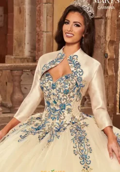 Quince Dresses With Sleeves|Plus Sized Quince Dresses^Mary's Mary's MQ1087 Champagne/Royal