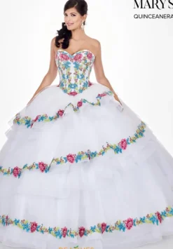 Plus Sized Quince Dresses|Sweet Sixteen^Mary's Mary's MQ1038 White/Multi