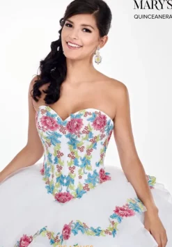Plus Sized Quince Dresses|Sweet Sixteen^Mary's Mary's MQ1038 White/Multi