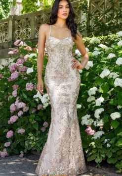 Long Homecoming Dresses|Fitted^Morilee 47014 Gold