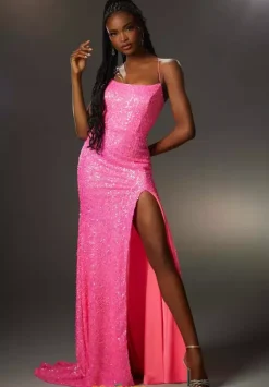 Long Homecoming Dresses|Fitted^Morilee 48041 Neon Pink