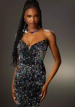 Long Homecoming Dresses|Fitted^Morilee 48009 Black/Multi