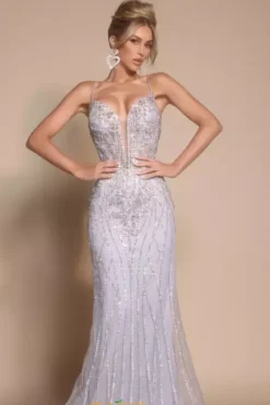 Long Dresses|Plus Sized Dresses^Portia and Scarlett PS26033 Silver