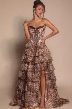 Long Dresses|Plus Sized Dresses^Portia and Scarlett PS26098 Leopard