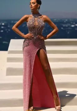 Long Dresses|Plus Sized Dresses^Portia and Scarlett PS26436C Pink/Silver