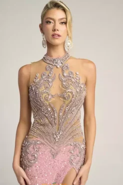 Long Dresses|Plus Sized Dresses^Portia and Scarlett PS26436C Pink/Silver