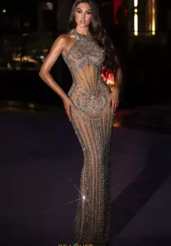 Long Dresses|Pageant^Portia and Scarlett PS25466C Silver/Nude