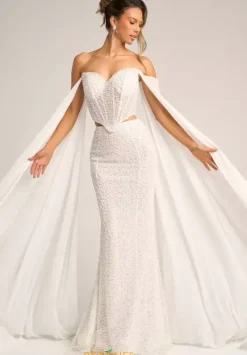 Long Sleeve Prom Dresses|Long Dresses^Portia and Scarlett PS26326E Ivory