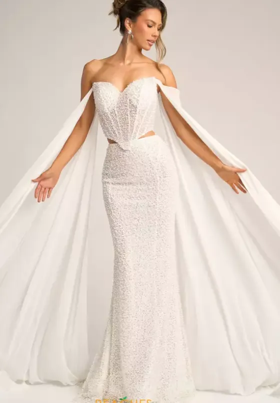 Long Sleeve Prom Dresses|Long Dresses^Portia and Scarlett PS26326E Ivory