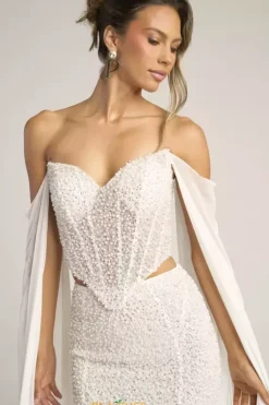 Long Sleeve Prom Dresses|Long Dresses^Portia and Scarlett PS26326E Ivory