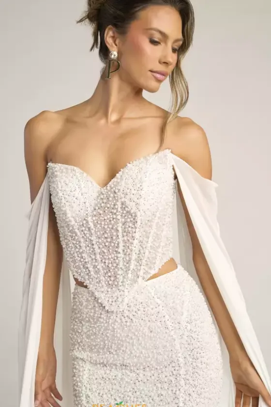 Long Sleeve Prom Dresses|Long Dresses^Portia and Scarlett PS26326E Ivory