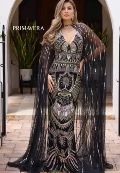 Fitted|Plus Size^Primavera 12177 Black Multi