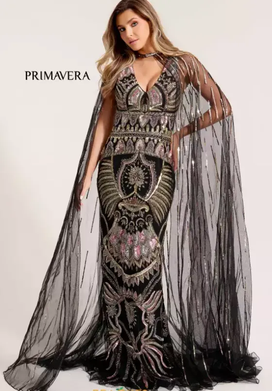 Fitted|Plus Size^Primavera 12177 Black Multi