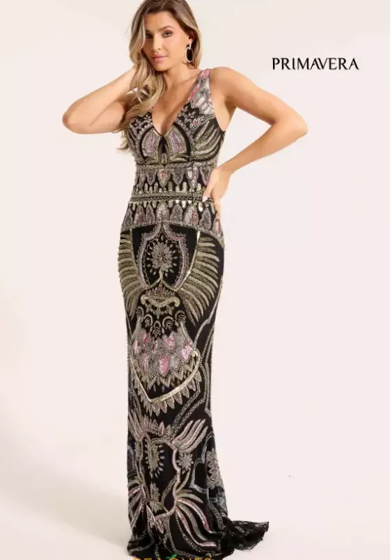 Fitted|Plus Size^Primavera 12177 Black Multi