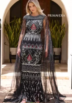 Quince Guest Dresses|Military Ball^Primavera 12172 Black Multi