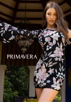 Short Homecoming Dresses|Plus Size Homecoming Dresses^Primavera 3810 Black Multi