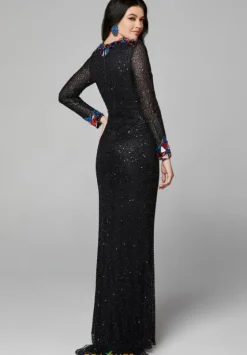 Long Sleeve Prom Dresses|Sexy^Primavera 3614 Black Multi