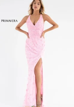 Long Homecoming Dresses|Fitted^Primavera 3746 Pink
