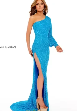 Long Sleeve Prom Dresses|Sexy^Rachel Allan 70171 Ocean Blue