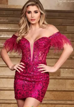 Short Homecoming Dresses|Wedding Guest^Rachel Allan 40295 Fuchsia