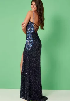 Fitted|Long Dresses^Rachel Allan 70325 Navy Multi