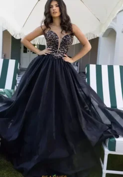 Long Dresses|Plus Sized Dresses^Rachel Allan 71026 Black Cheetah