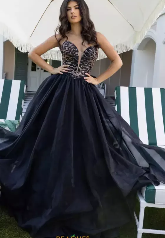 Long Dresses|Plus Sized Dresses^Rachel Allan 71026 Black Cheetah