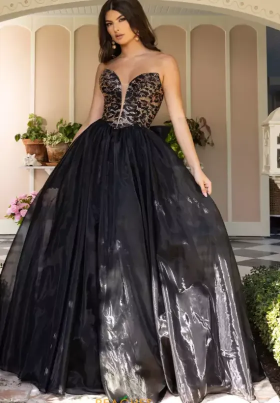 Long Dresses|Plus Sized Dresses^Rachel Allan 71026 Black Cheetah